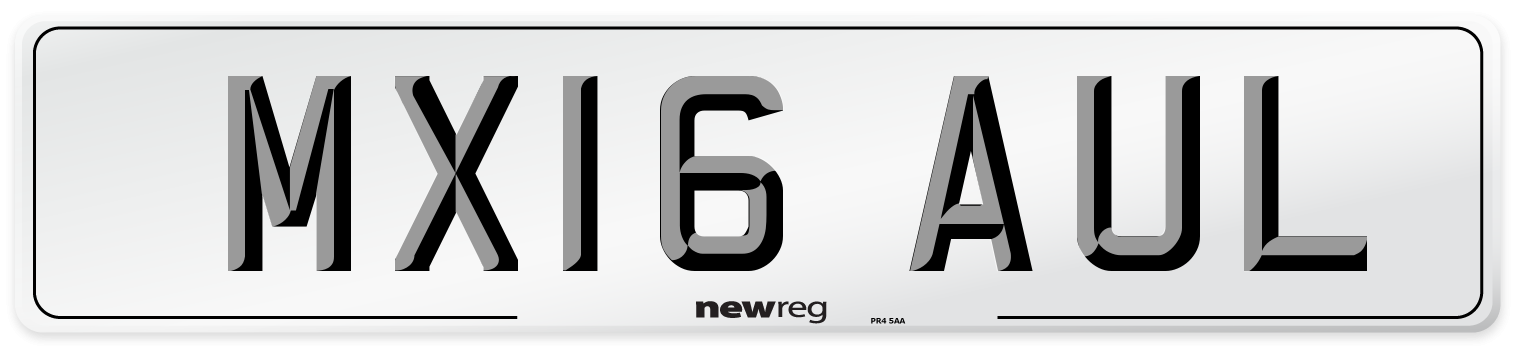 MX16 AUL Number Plate from New Reg